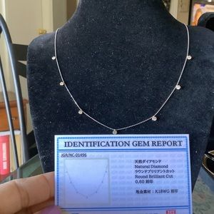 18K Solid Gold White Gold Necklace w/ Natural Diamond